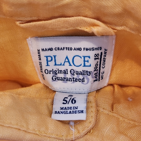 NWT Children's Place Linen Button Down Shirt Size 5/6 Color Light Yellow - Picture 3 of 6